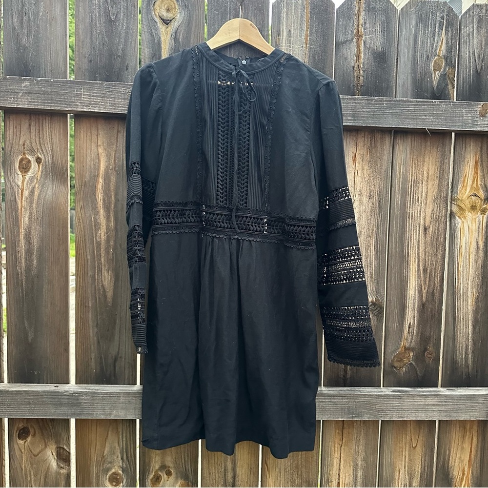 Banana Republic Black Lace Long-Sleeve Dress - Size M